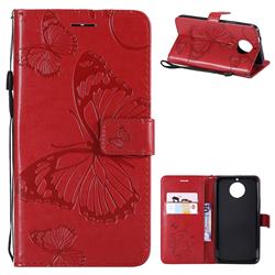 Embossing 3D Butterfly Leather Wallet Case for Motorola Moto G5S Plus - Red