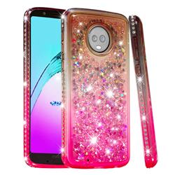 Diamond Frame Liquid Glitter Quicksand Sequins Phone Case for Motorola Moto G6 - Gray Pink