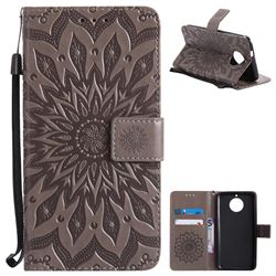 Embossing Sunflower Leather Wallet Case for Motorola Moto G6 - Gray