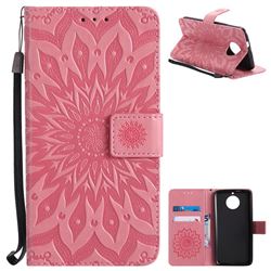 Embossing Sunflower Leather Wallet Case for Motorola Moto G6 - Pink