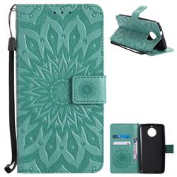 Embossing Sunflower Leather Wallet Case for Motorola Moto G6 - Green