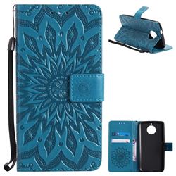 Embossing Sunflower Leather Wallet Case for Motorola Moto G6 - Blue