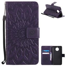 Embossing Sunflower Leather Wallet Case for Motorola Moto G6 - Purple