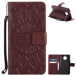 Embossing Sunflower Leather Wallet Case for Motorola Moto G6 - Brown