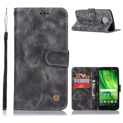 Luxury Retro Leather Wallet Case for Motorola Moto G6 - Gray