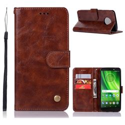 Luxury Retro Leather Wallet Case for Motorola Moto G6 - Brown