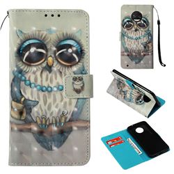 Sweet Gray Owl 3D Painted Leather Wallet Case for Motorola Moto G6