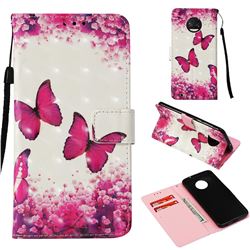 Rose Butterfly 3D Painted Leather Wallet Case for Motorola Moto G6