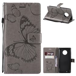 Embossing 3D Butterfly Leather Wallet Case for Motorola Moto G6 - Gray
