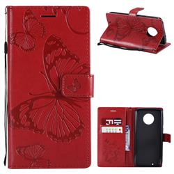 Embossing 3D Butterfly Leather Wallet Case for Motorola Moto G6 - Red