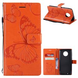 Embossing 3D Butterfly Leather Wallet Case for Motorola Moto G6 - Orange
