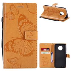 Embossing 3D Butterfly Leather Wallet Case for Motorola Moto G6 - Yellow