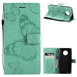 Embossing 3D Butterfly Leather Wallet Case for Motorola Moto G6 - Green