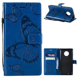 Embossing 3D Butterfly Leather Wallet Case for Motorola Moto G6 - Blue