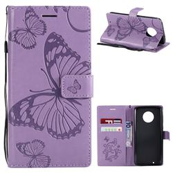 Embossing 3D Butterfly Leather Wallet Case for Motorola Moto G6 - Purple