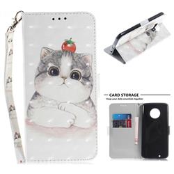 Cute Tomato Cat 3D Painted Leather Wallet Phone Case for Motorola Moto G6