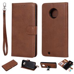 Retro Greek Detachable Magnetic PU Leather Wallet Phone Case for Motorola Moto G6 - Brown