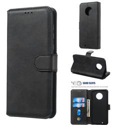 Retro Calf Matte Leather Wallet Phone Case for Motorola Moto G6 - Black