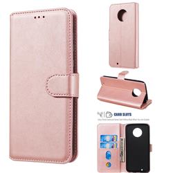 Retro Calf Matte Leather Wallet Phone Case for Motorola Moto G6 - Pink