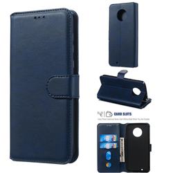 Retro Calf Matte Leather Wallet Phone Case for Motorola Moto G6 - Blue