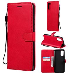 Retro Greek Classic Smooth PU Leather Wallet Phone Case for Motorola Moto G60 - Red