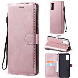 Retro Greek Classic Smooth PU Leather Wallet Phone Case for Motorola Moto G60 - Rose Gold
