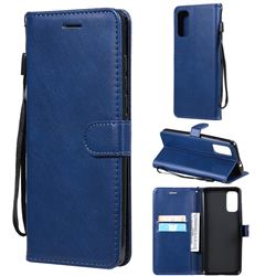 Retro Greek Classic Smooth PU Leather Wallet Phone Case for Motorola Moto G60 - Blue