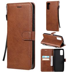Retro Greek Classic Smooth PU Leather Wallet Phone Case for Motorola Moto G60 - Brown