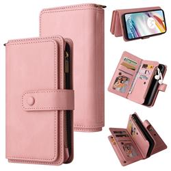 Luxury Multi-functional Zipper Wallet Leather Phone Case Cover for Motorola Moto G60 - Pink