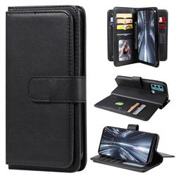 Multi-function Ten Card Slots and Photo Frame PU Leather Wallet Phone Case Cover for Motorola Moto G60 - Black