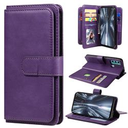 Multi-function Ten Card Slots and Photo Frame PU Leather Wallet Phone Case Cover for Motorola Moto G60 - Violet