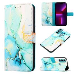 Green Illusion Marble Leather Wallet Protective Case for Motorola Moto G60