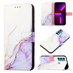 Purple White Marble Leather Wallet Protective Case for Motorola Moto G60