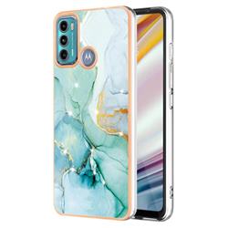 Green Silk Electroplated Gold Frame 2.0 Thickness Plating Marble IMD Soft Back Cover for Motorola Moto G60