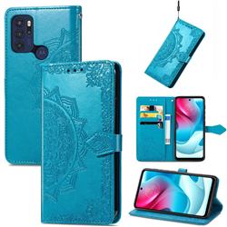 Embossing Imprint Mandala Flower Leather Wallet Case for Motorola Moto G60S - Blue
