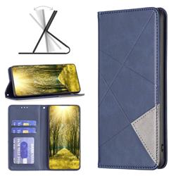 Prismatic Slim Magnetic Sucking Stitching Wallet Flip Cover for Motorola Moto G62 5G - Blue