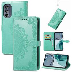 Embossing Imprint Mandala Flower Leather Wallet Case for Motorola Moto G62 5G - Green