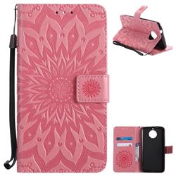 Embossing Sunflower Leather Wallet Case for Motorola Moto G6 Plus G6Plus - Pink