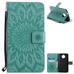 Embossing Sunflower Leather Wallet Case for Motorola Moto G6 Plus G6Plus - Green