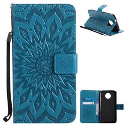 Embossing Sunflower Leather Wallet Case for Motorola Moto G6 Plus G6Plus - Blue