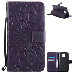Embossing Sunflower Leather Wallet Case for Motorola Moto G6 Plus G6Plus - Purple