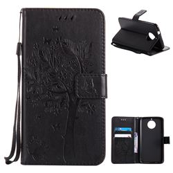 Embossing Butterfly Tree Leather Wallet Case for Motorola Moto G6 Plus G6Plus - Black