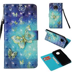 Gold Butterfly 3D Painted Leather Wallet Case for Motorola Moto G6 Plus G6Plus