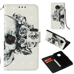 Skull Flower 3D Painted Leather Wallet Case for Motorola Moto G6 Plus G6Plus