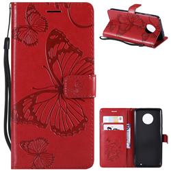 Embossing 3D Butterfly Leather Wallet Case for Motorola Moto G6 Plus G6Plus - Red