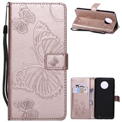 Embossing 3D Butterfly Leather Wallet Case for Motorola Moto G6 Plus G6Plus - Rose Gold