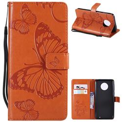 Embossing 3D Butterfly Leather Wallet Case for Motorola Moto G6 Plus G6Plus - Orange