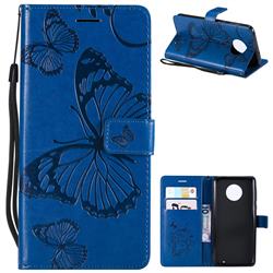 Embossing 3D Butterfly Leather Wallet Case for Motorola Moto G6 Plus G6Plus - Blue