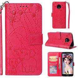 Embossing Fireworks Elephant Leather Wallet Case for Motorola Moto G6 Plus G6Plus - Red