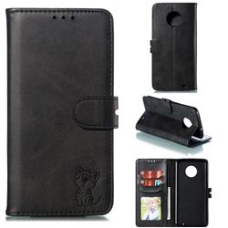 Embossing Happy Cat Leather Wallet Case for Motorola Moto G6 Plus G6Plus - Black